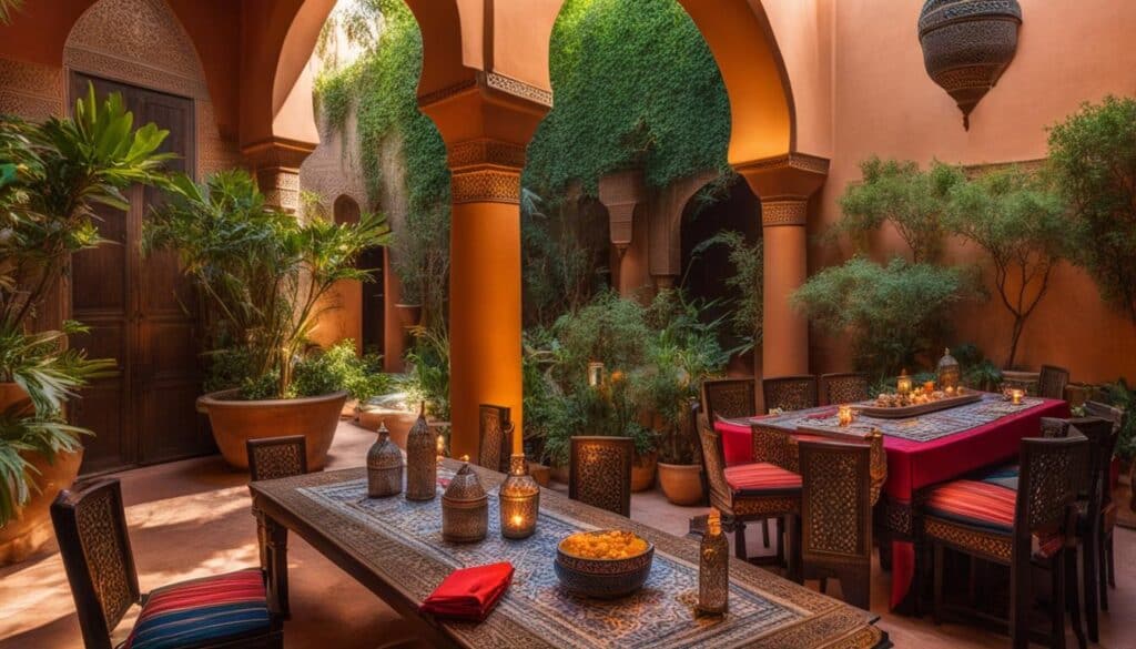 traditional Moroccan dining in a riad